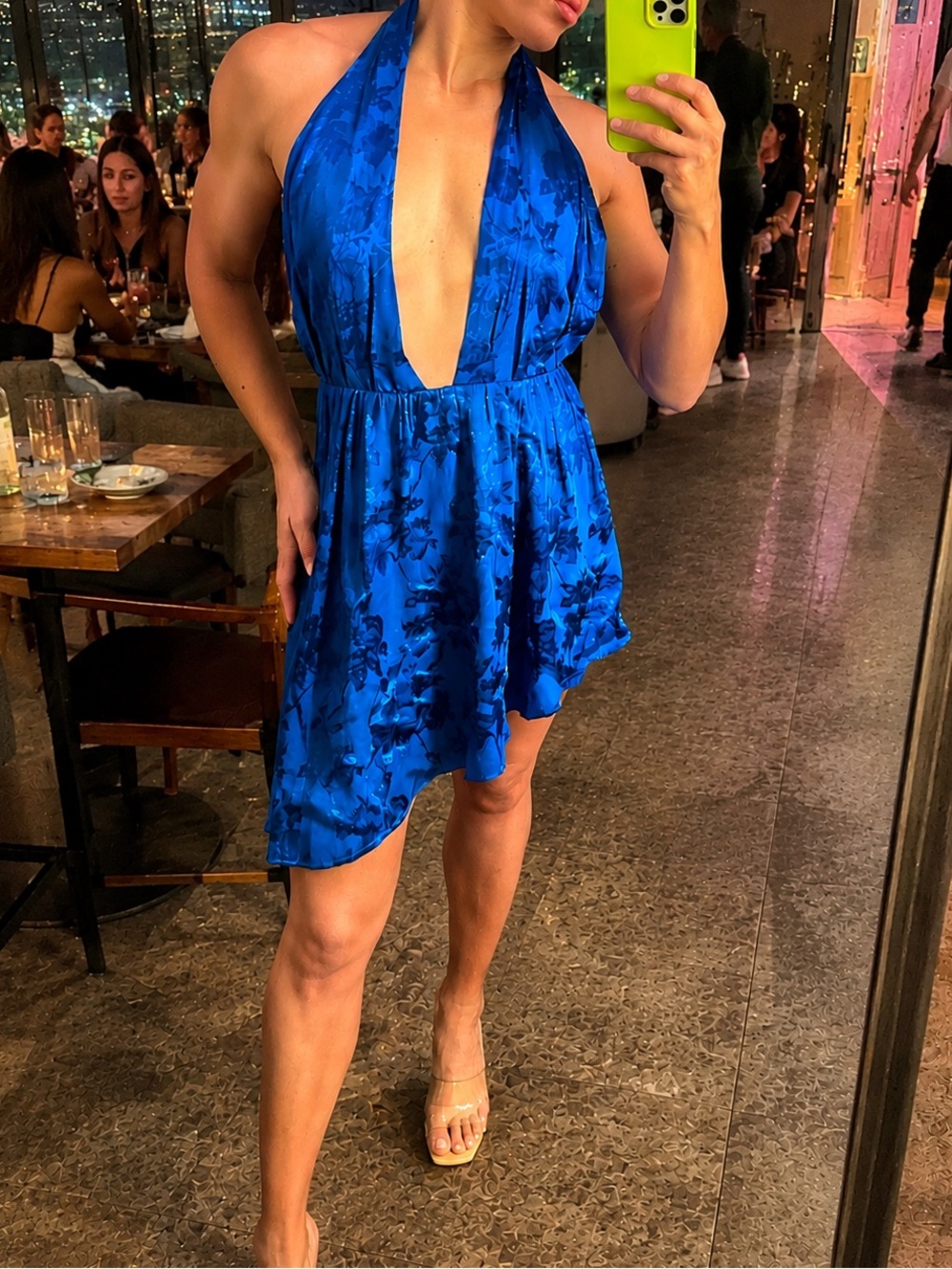 Lovers + Friends Blue Asymmetrical Plunge Dress